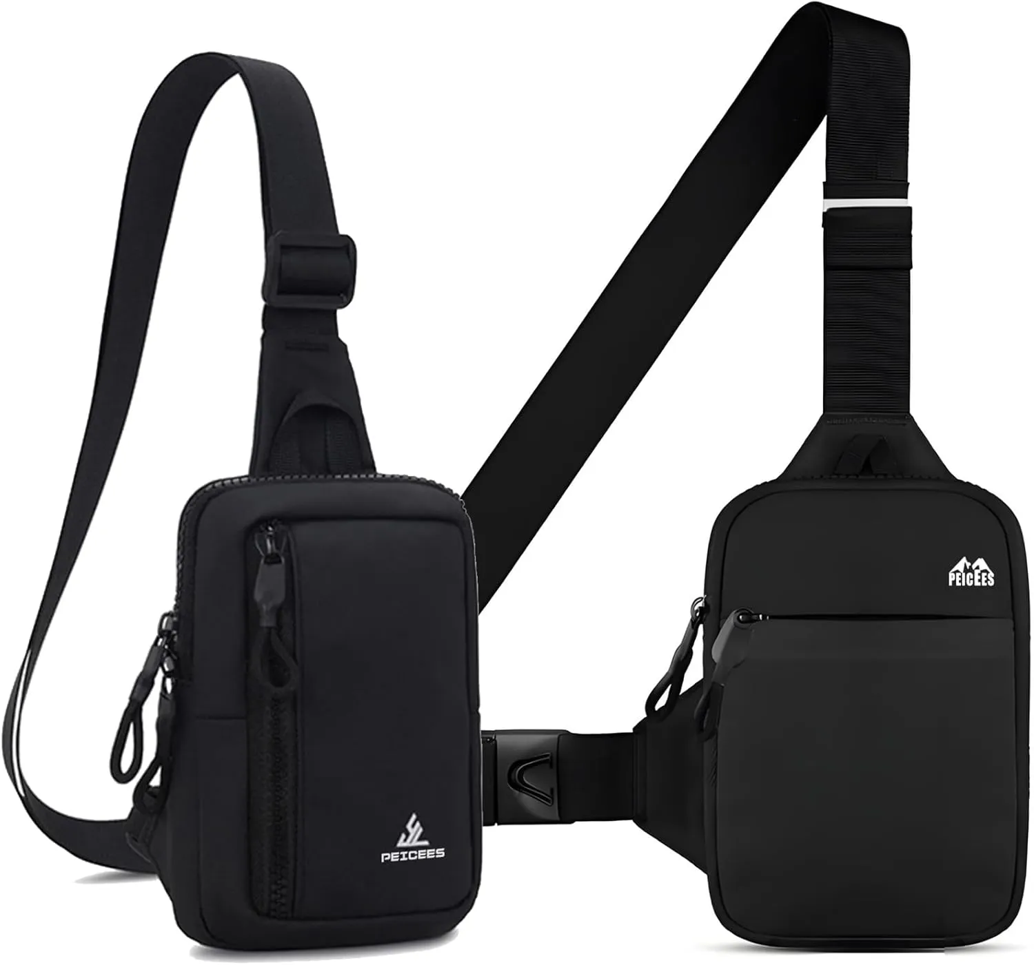 Peicees Small Crossbody Bag for Men Women Mini Sling Bag Travel Running Phone Daypack Cross Body Shoulder Bags, Black and Black