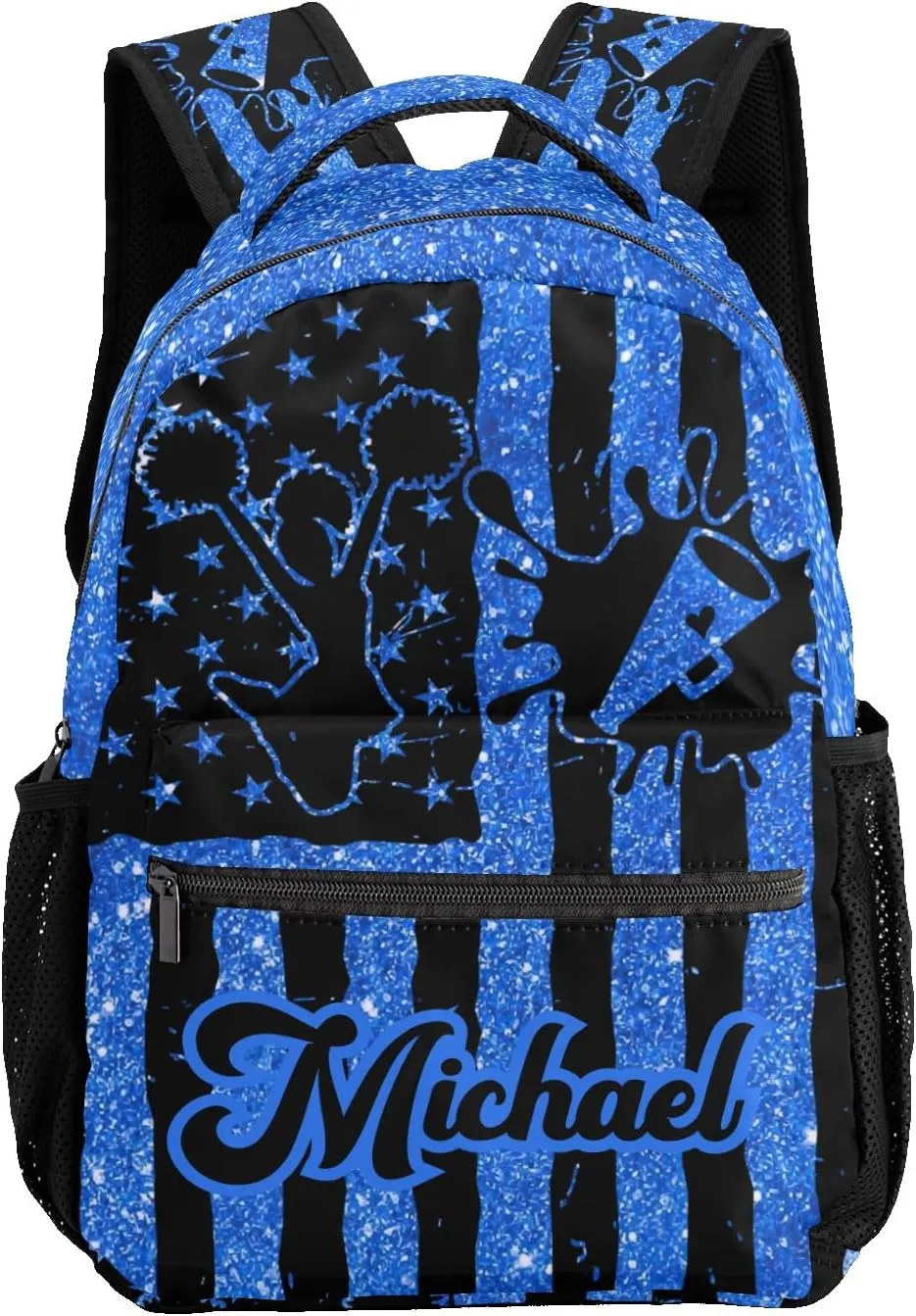 Personalized Back to School Gifts Bags Custom Name Backpack for Boys Girls Kids' Backpack Daily Blue Sparkle Print Cheer Flag Cheerleader Casual Pack
