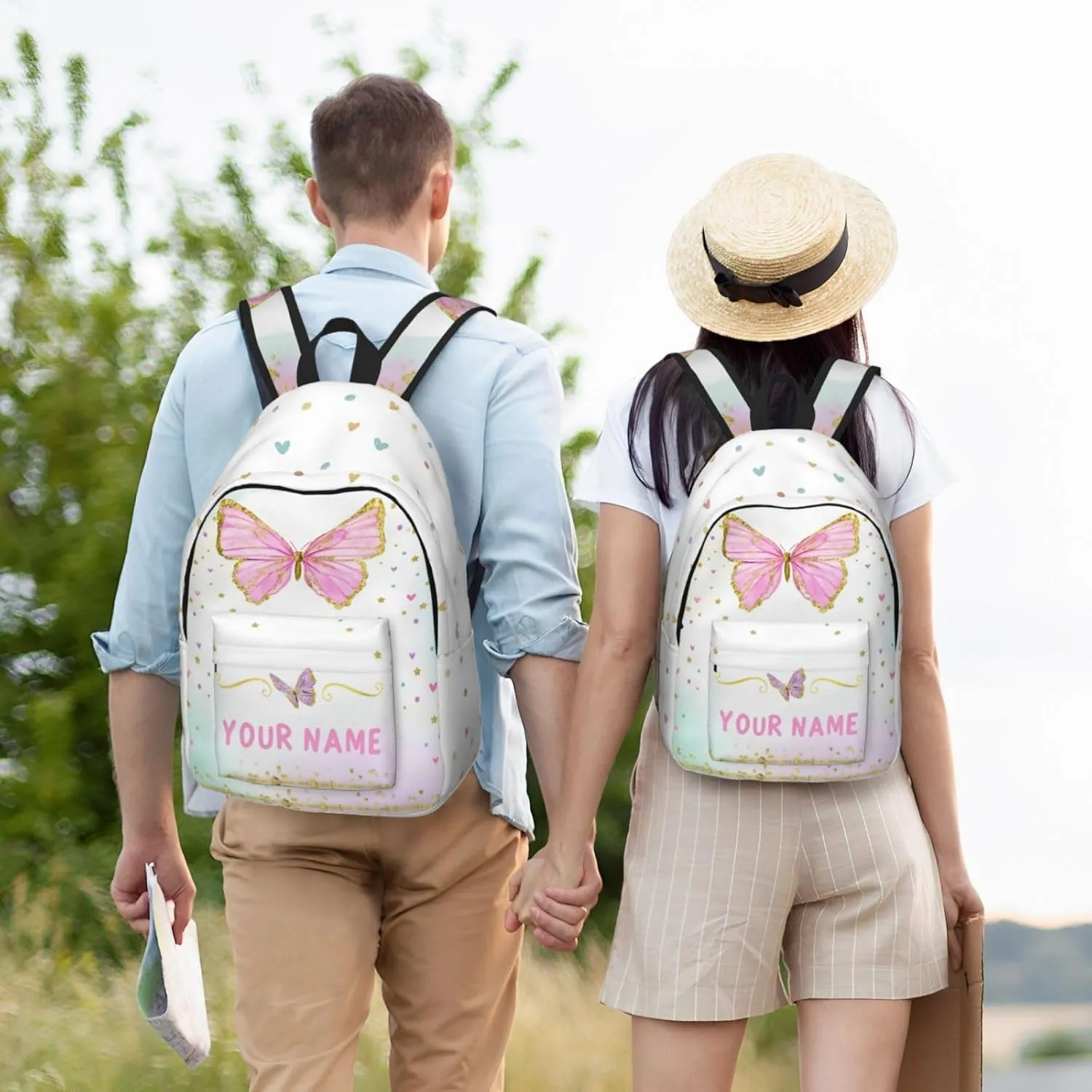 Personalized Backpack for Girls Boys, Custom Backpacks with Name, Customized Butterfly School Bookbag for Kids, Personalized Casual Bookbags for Back to School Travel Picnic 15in