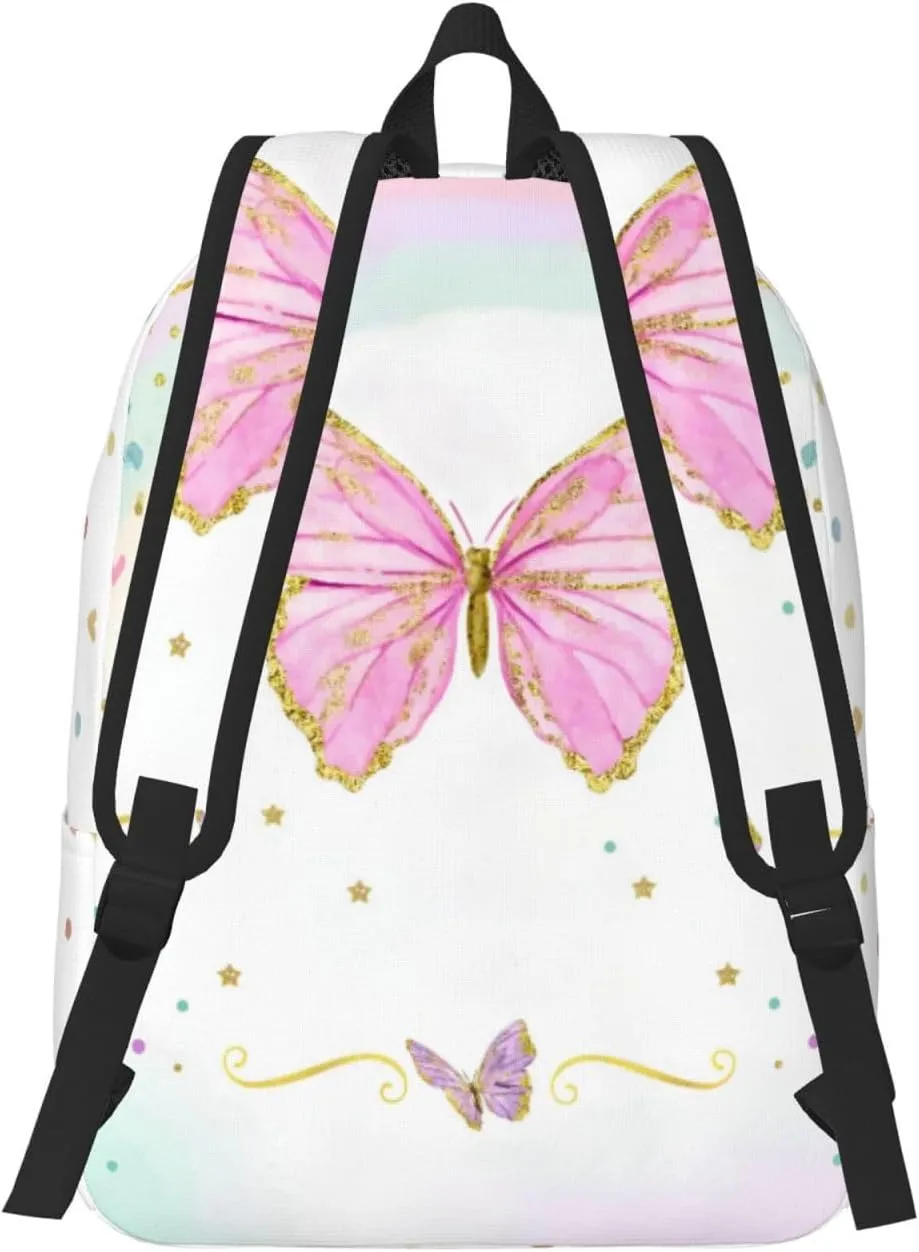 Personalized Backpack for Girls Boys, Custom Backpacks with Name, Customized Butterfly School Bookbag for Kids, Personalized Casual Bookbags for Back to School Travel Picnic 15in