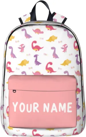Personalized Backpack for Girls Boys, Custom Backpacks with Name, Customized Dinosaur School Bookbag for Kids, Personalized Casual Bookbags for Back to School Travel Picnic 17in