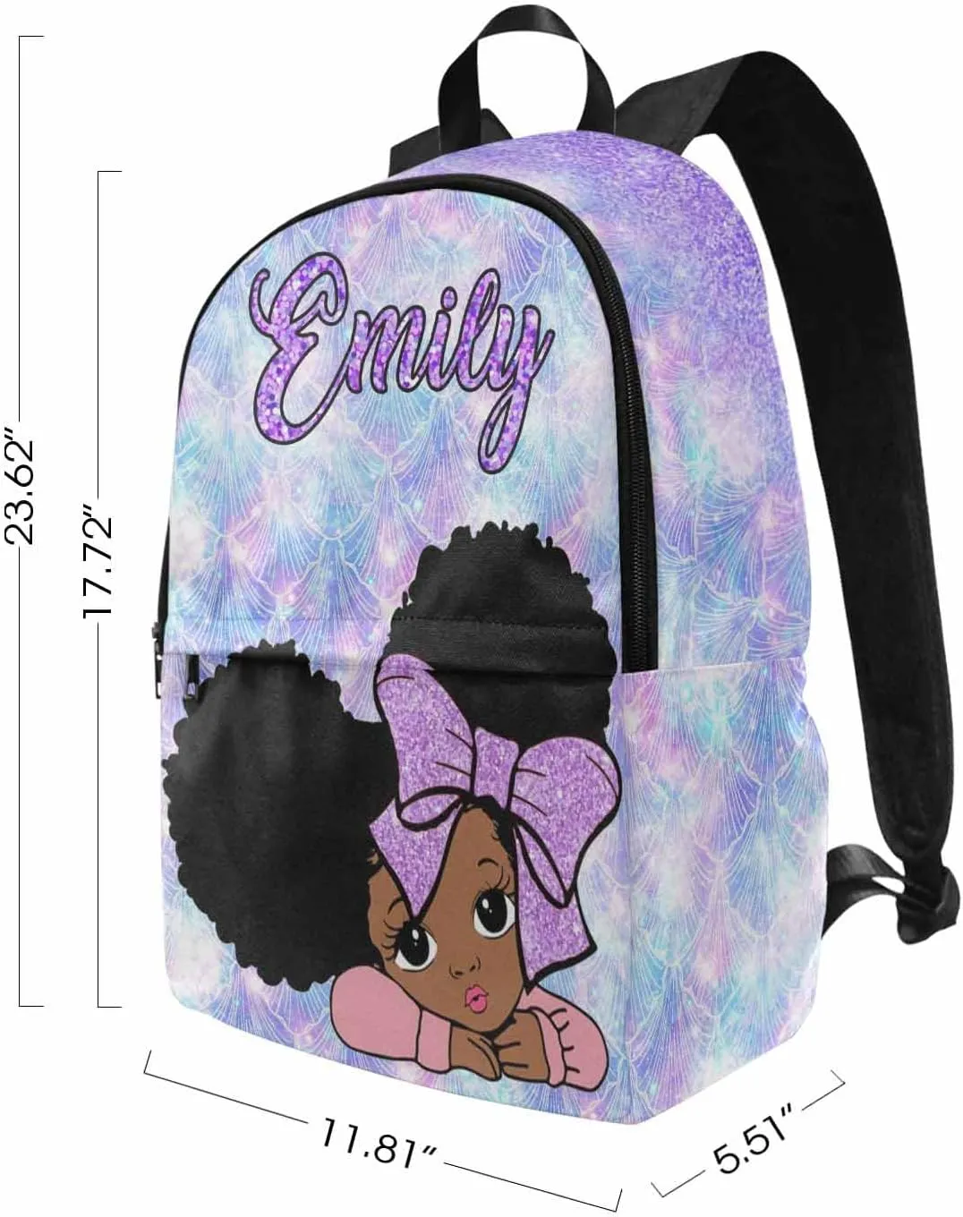 Personalized Backpack Set from Mom Dad, Custom Dreamy Glitter Bookbag and Lunch Box Customized Name Schoolbag Fashion Shoulder Bag Travel Bag for Family