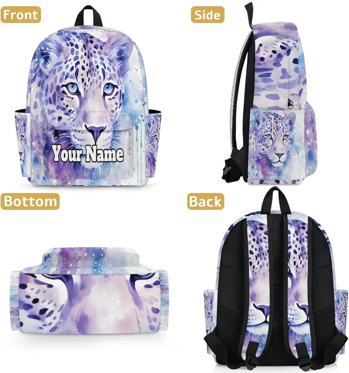 Personalized Colorful Leopard Preschool Toddler Backpack for Boys Girls Custom Kids Name Small Bookbags Kindergarten Elementary Backpack, Leopard Print