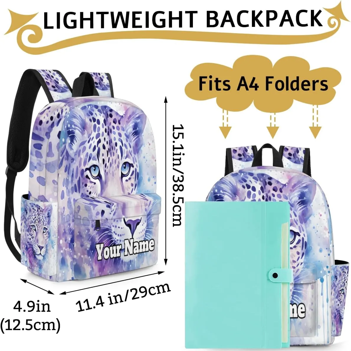 Personalized Colorful Leopard Preschool Toddler Backpack for Boys Girls Custom Kids Name Small Bookbags Kindergarten Elementary Backpack, Leopard Print