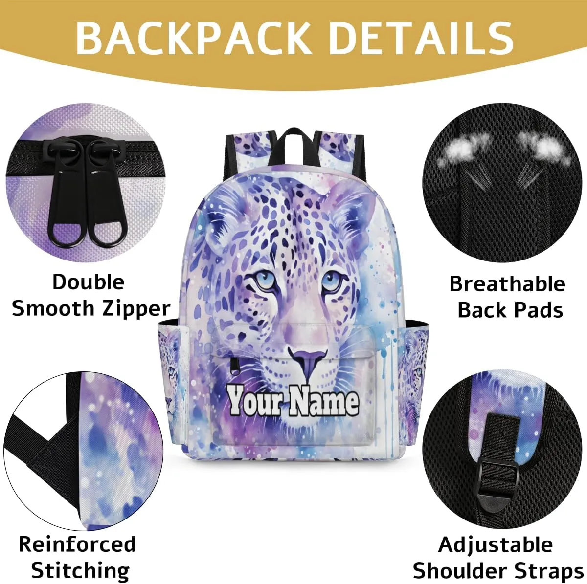 Personalized Colorful Leopard Preschool Toddler Backpack for Boys Girls Custom Kids Name Small Bookbags Kindergarten Elementary Backpack, Leopard Print