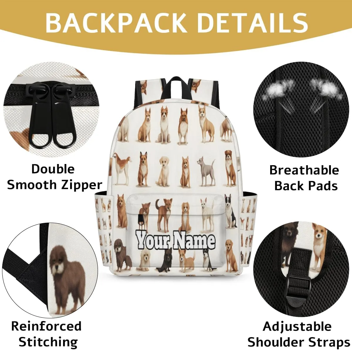 Personalized Dog Preschool Toddler Backpack for Boys Girls Custom Kids Name Small Bookbags Kindergarten Elementary Backpack, Dog Print