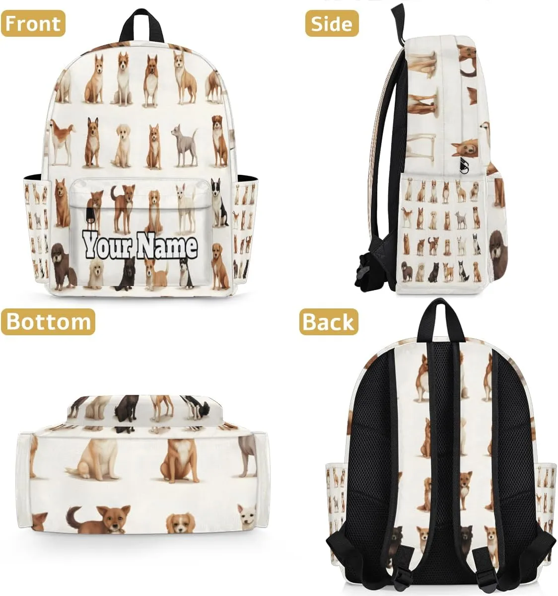 Personalized Dog Preschool Toddler Backpack for Boys Girls Custom Kids Name Small Bookbags Kindergarten Elementary Backpack, Dog Print