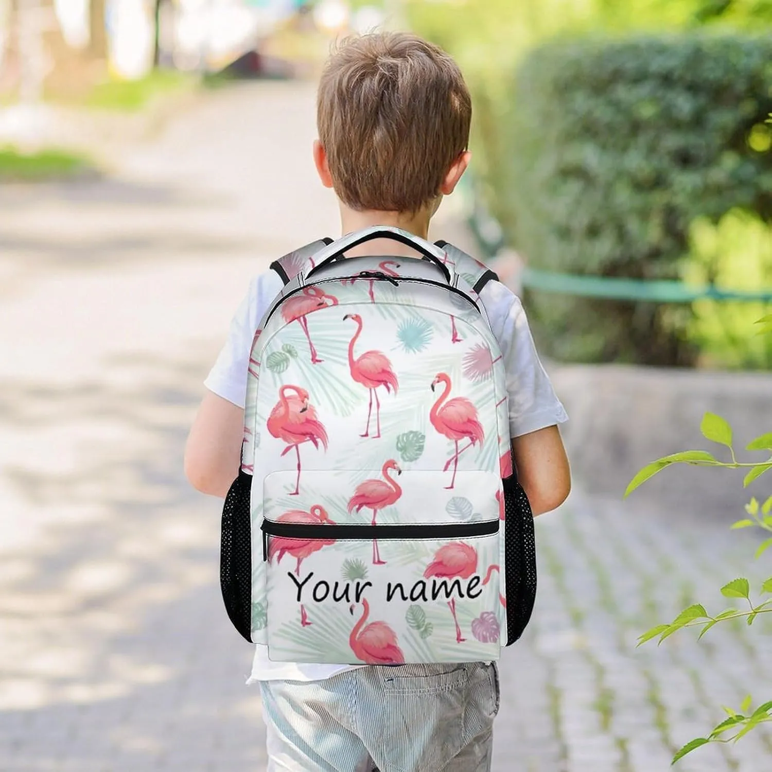 Personalized Flamingo Backpacks for Girls - 16 Inch Cute Backpack for School - Pink, Large Capacity, Durable, Lightweight Bookbag for Kids Travel
