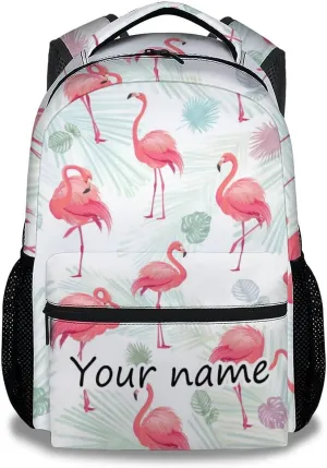 Personalized Flamingo Backpacks for Girls - 16 Inch Cute Backpack for School - Pink, Large Capacity, Durable, Lightweight Bookbag for Kids Travel