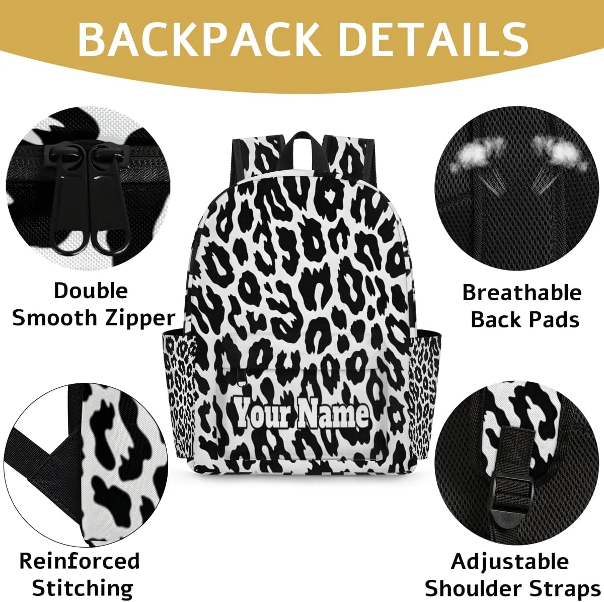 Personalized Leopard Textures Preschool Toddler Backpack for Boys Girls Custom Kids Name Small Bookbags Kindergarten Elementary Backpack, Leopard Print