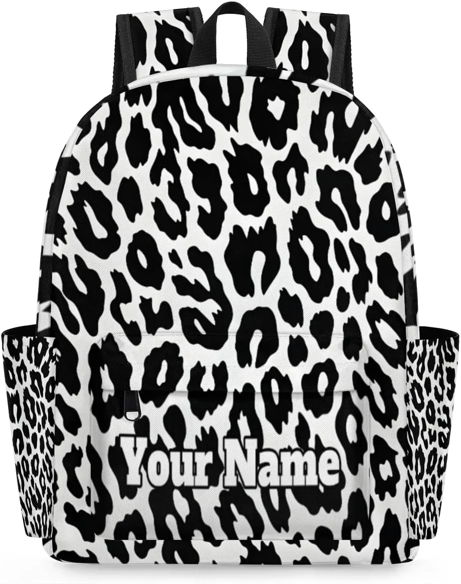Personalized Leopard Textures Preschool Toddler Backpack for Boys Girls Custom Kids Name Small Bookbags Kindergarten Elementary Backpack, Leopard Print