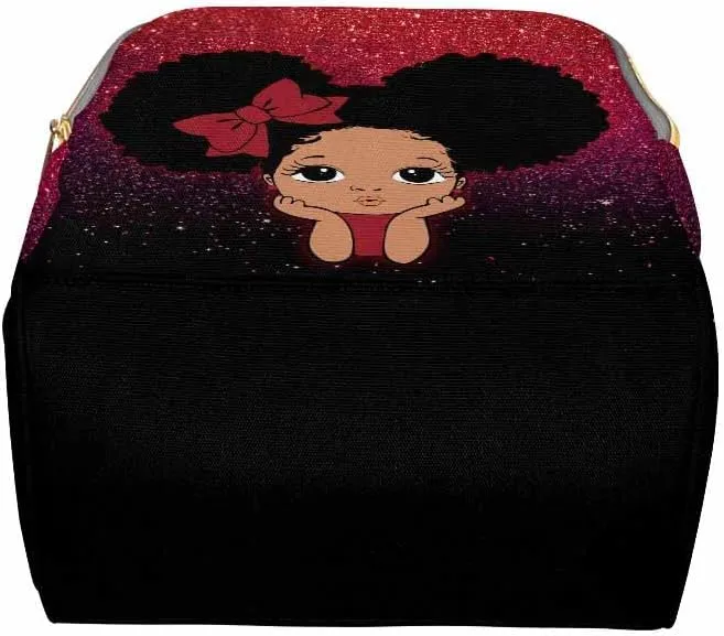 Personalized Name Backpack Custom Princess Red and Black Glitter Nappy Bags Customized Diapering Bag Backpack Casual Daypack Travel Shoulder Bag for Hiking Camping Work