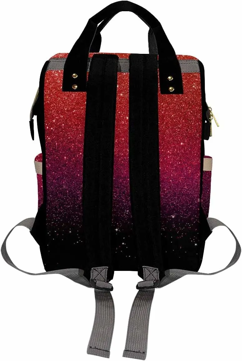 Personalized Name Backpack Custom Princess Red and Black Glitter Nappy Bags Customized Diapering Bag Backpack Casual Daypack Travel Shoulder Bag for Hiking Camping Work