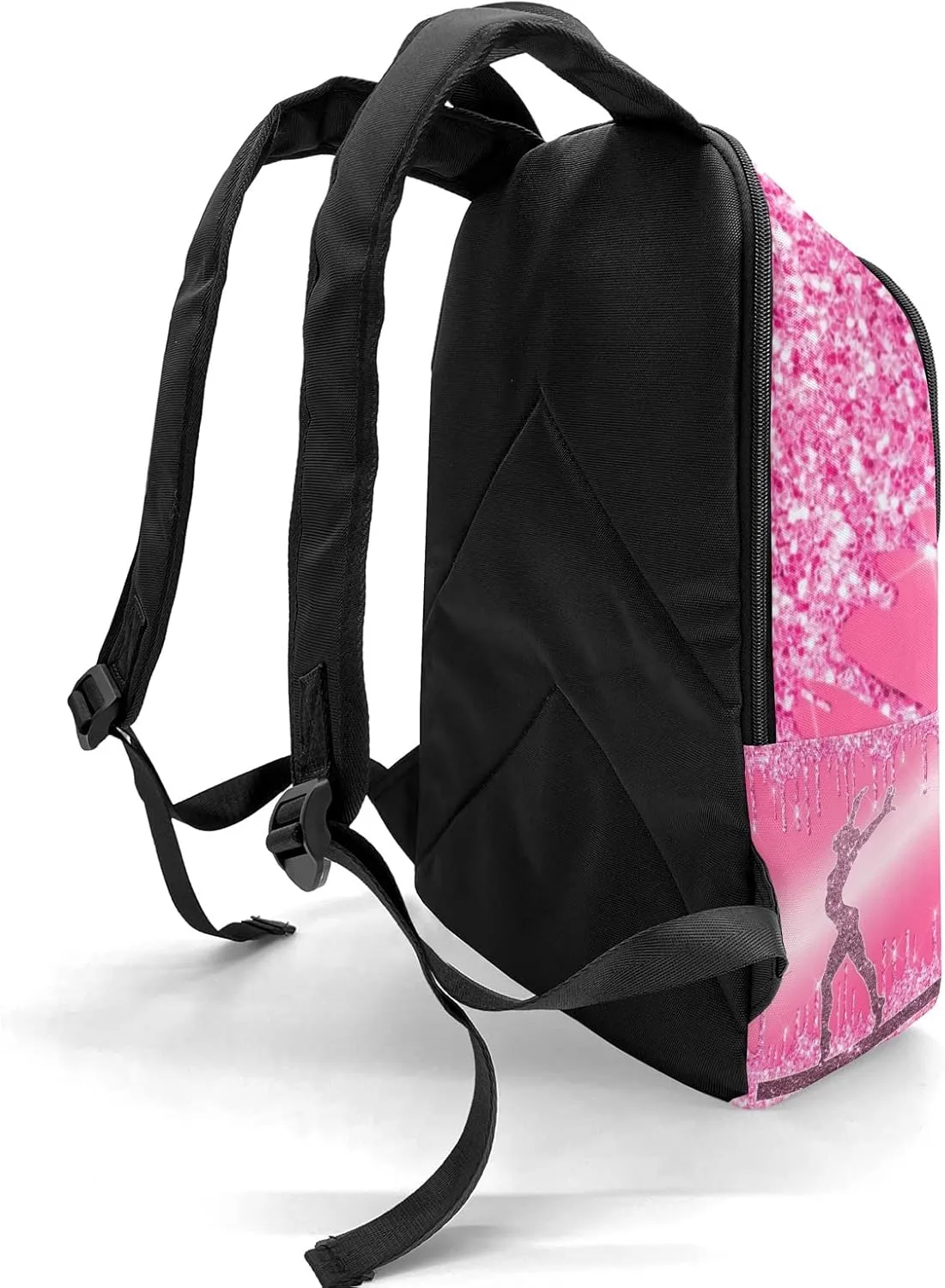 Personalized Name Glitter Print Girls Gymnastics Backpack Unisex Bookbag for Boy Girl Travel Daypack Bag Purse 17.7 IN Design 5