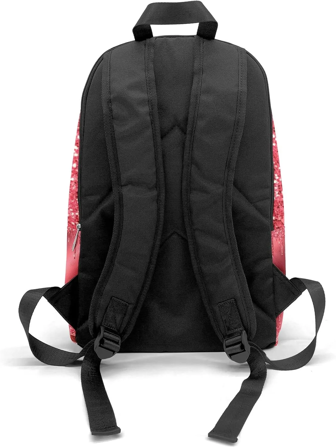 Personalized Name Red Glitter Print Girls Gymnastics Backpack Unisex Bookbag for Boy Girl Travel Daypack Bag Purse 17.7 IN
