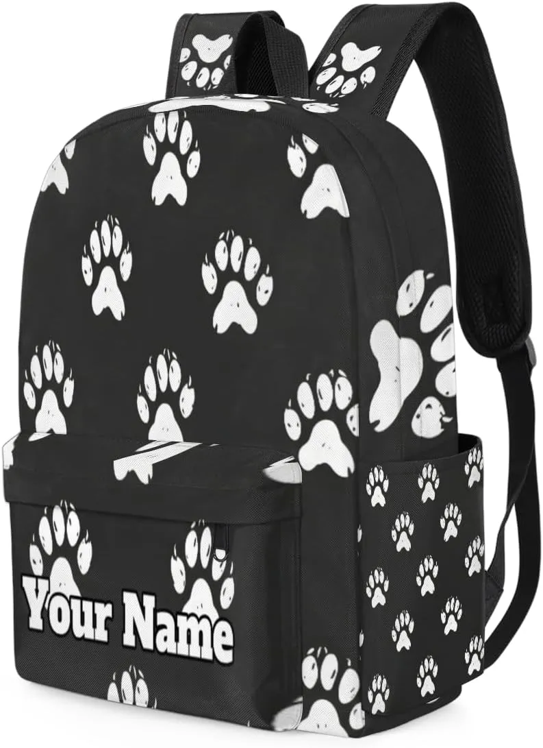 Personalized Paw Print Preschool Toddler Backpack for Boys Girls Custom Kids Name Small Bookbags Kindergarten Elementary Backpack, Cute Dog Cat Paw