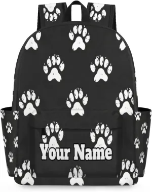 Personalized Paw Print Preschool Toddler Backpack for Boys Girls Custom Kids Name Small Bookbags Kindergarten Elementary Backpack, Cute Dog Cat Paw