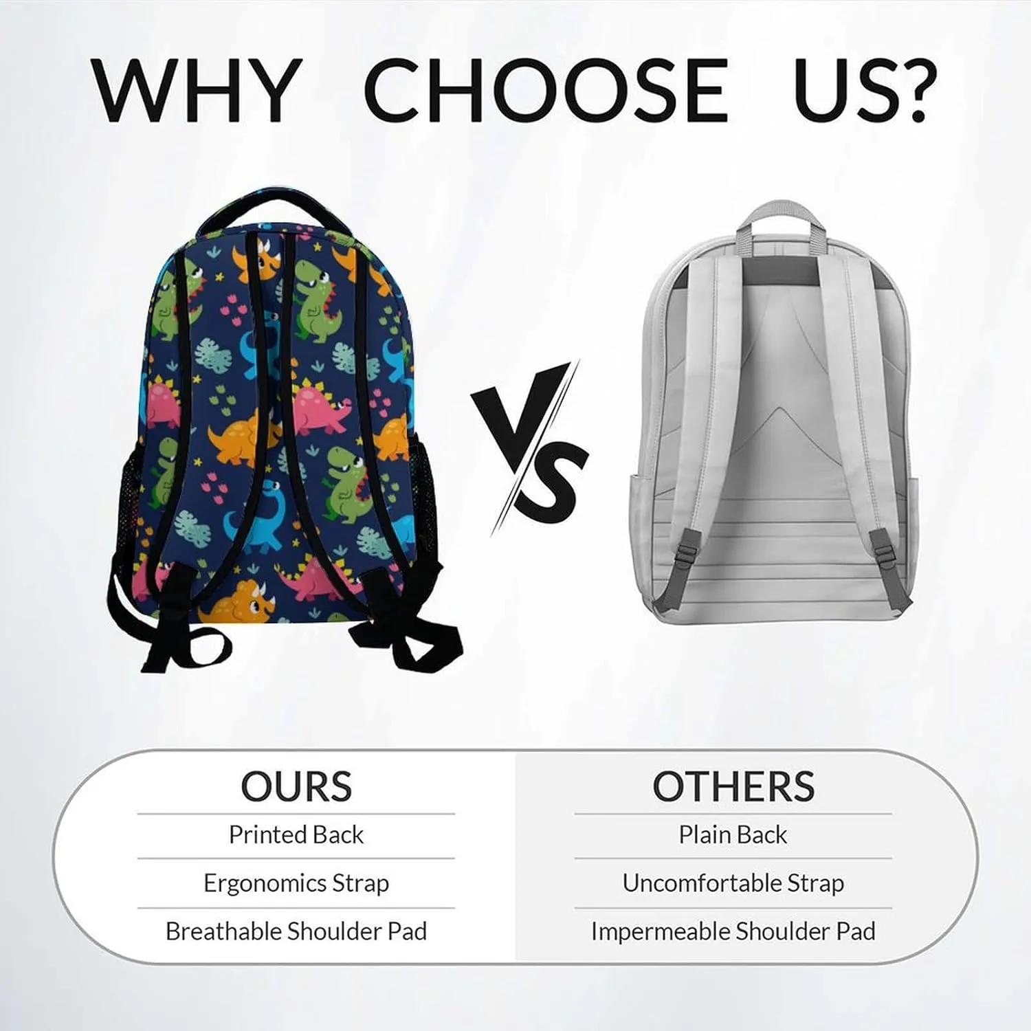 Personalized School Bag for Boys - Colorful Durable Aesthetic Kid Backpack - 17 Inch Large Capacity Dinosaur Bookbag for School, Travel and Camp