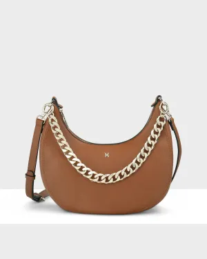 Pia Cresent Shoulder Bag with Crossbody Strap   Chunky Chain Strap