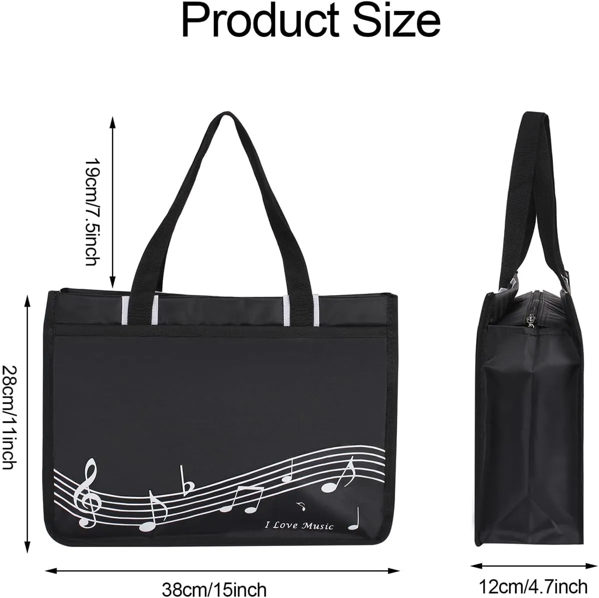 Piano Key Musical Note Tote Bag,Music Shoulder Handbag,Waterproof Nylon Cloth Womens Reusable Shopping Bags
