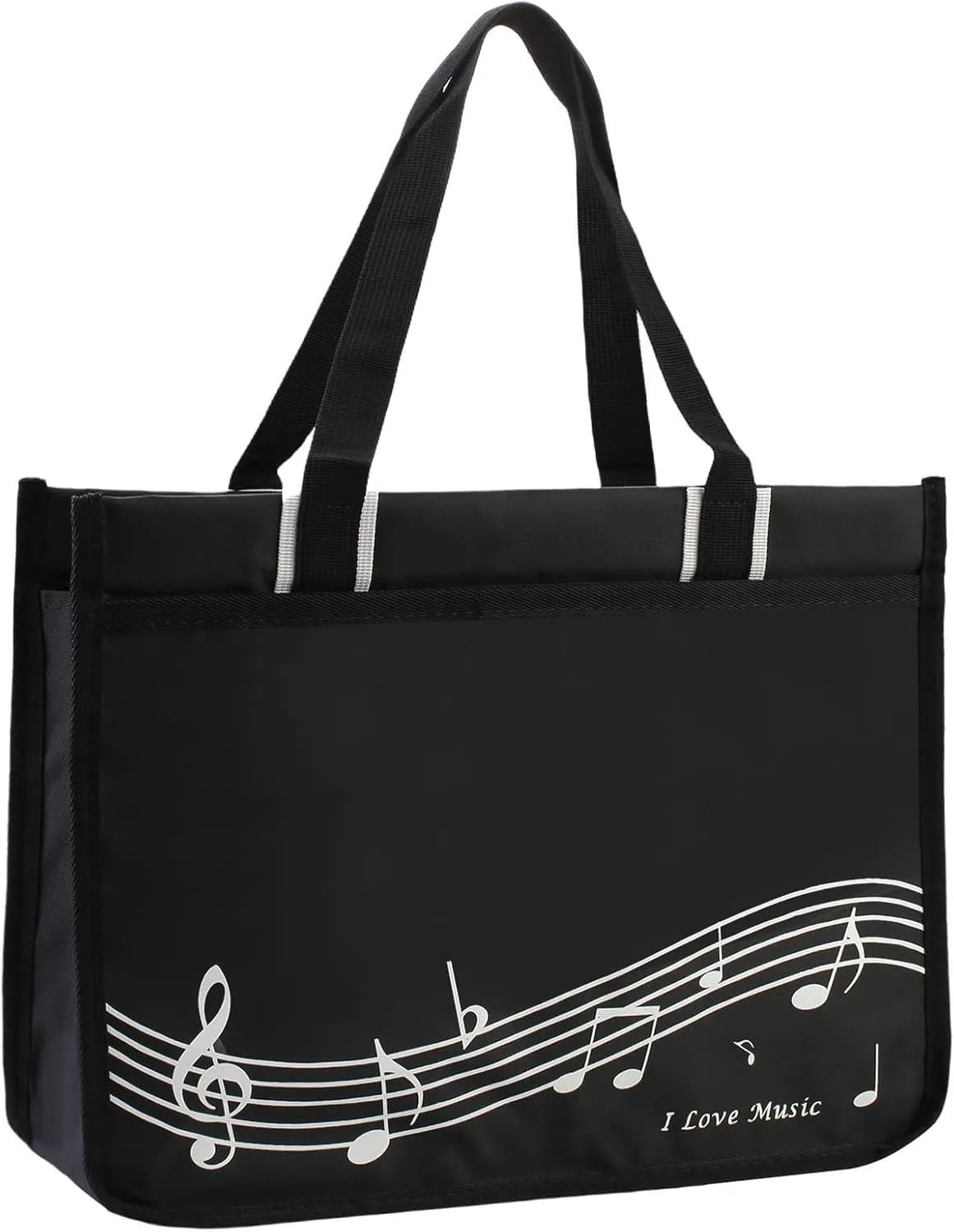 Piano Key Musical Note Tote Bag,Music Shoulder Handbag,Waterproof Nylon Cloth Womens Reusable Shopping Bags