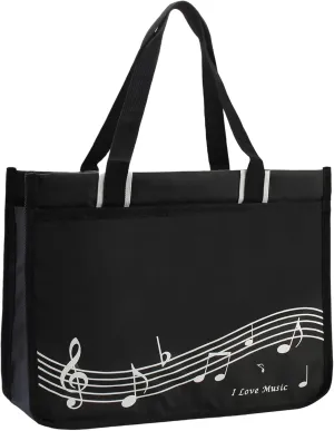 Piano Key Musical Note Tote Bag,Music Shoulder Handbag,Waterproof Nylon Cloth Womens Reusable Shopping Bags
