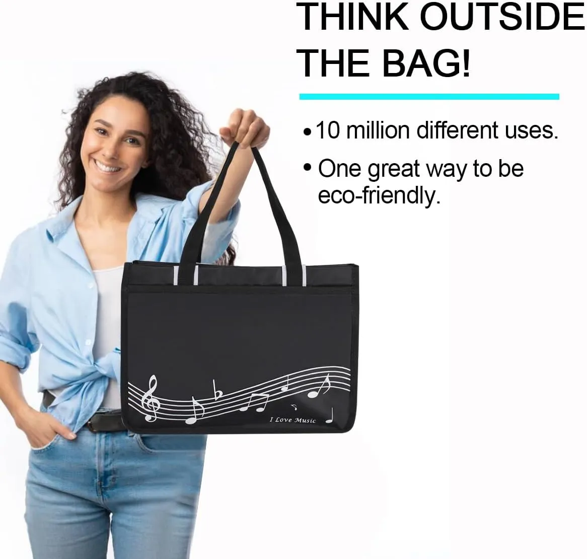 Piano Key Musical Note Tote Bag,Music Shoulder Handbag,Waterproof Nylon Cloth Womens Reusable Shopping Bags