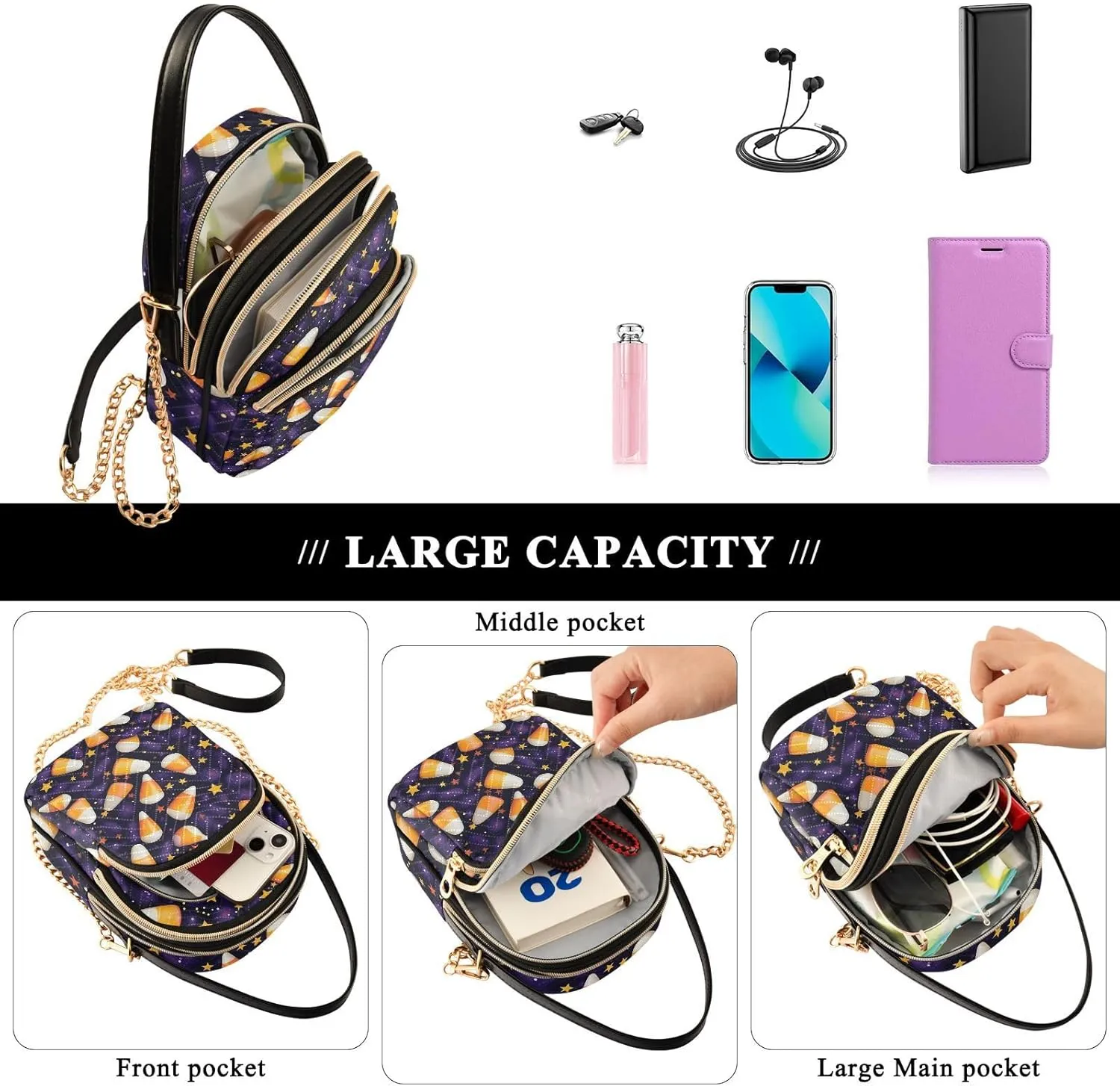 Pizza on a Green Purse with Strap Crossbody, Shoulder Handbag, Fashion Crossbody Bags for Women