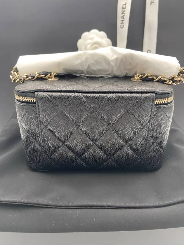 Plated Bag Cross Stable Black Gold Caviar Classic Low-priced Chanel Vanity