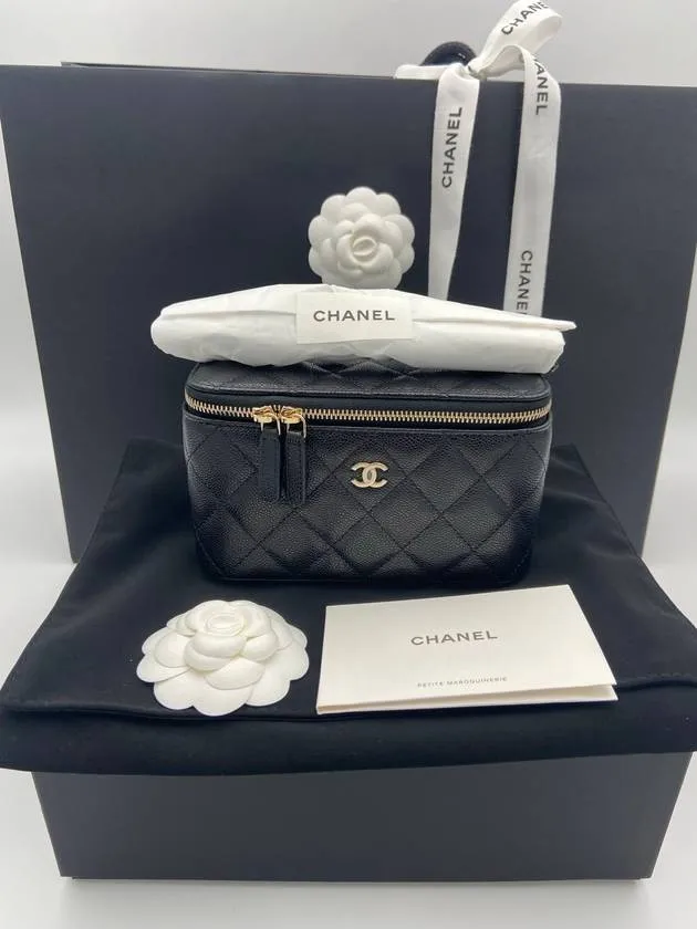Plated Bag Cross Stable Black Gold Caviar Classic Low-priced Chanel Vanity