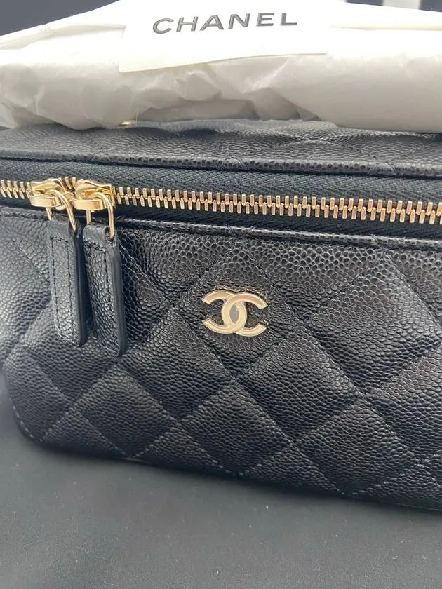 Plated Bag Cross Stable Black Gold Caviar Classic Low-priced Chanel Vanity