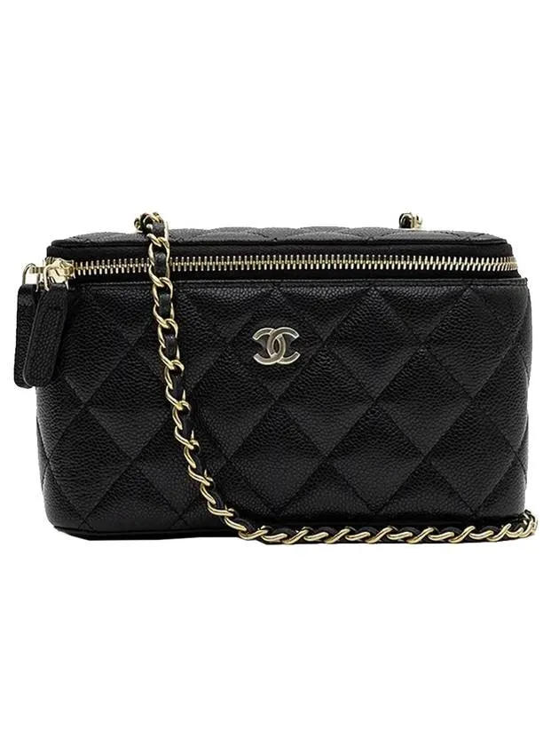 Plated Bag Cross Stable Black Gold Caviar Classic Low-priced Chanel Vanity