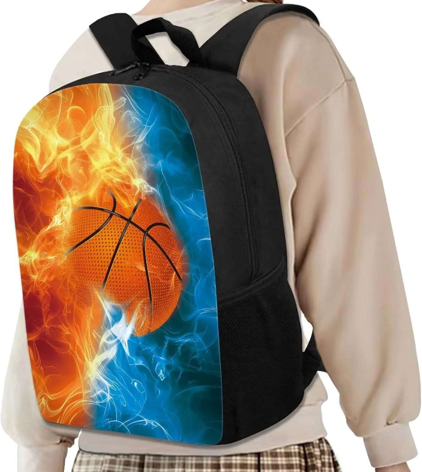 POLERO Boys Basketball Backpack for School 17 Inch Preschool Primary Backpacks Lightweight School Bookbags