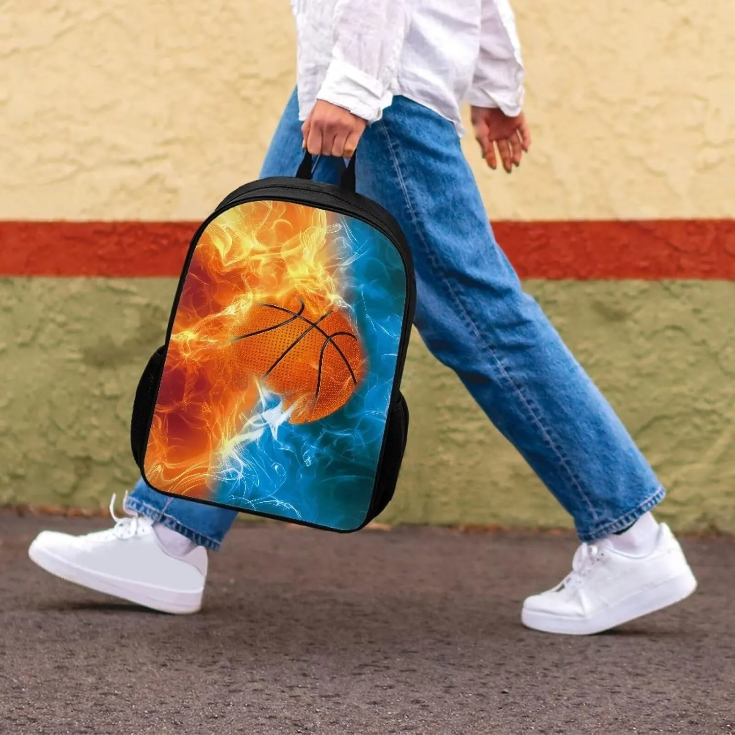 POLERO Boys Basketball Backpack for School 17 Inch Preschool Primary Backpacks Lightweight School Bookbags