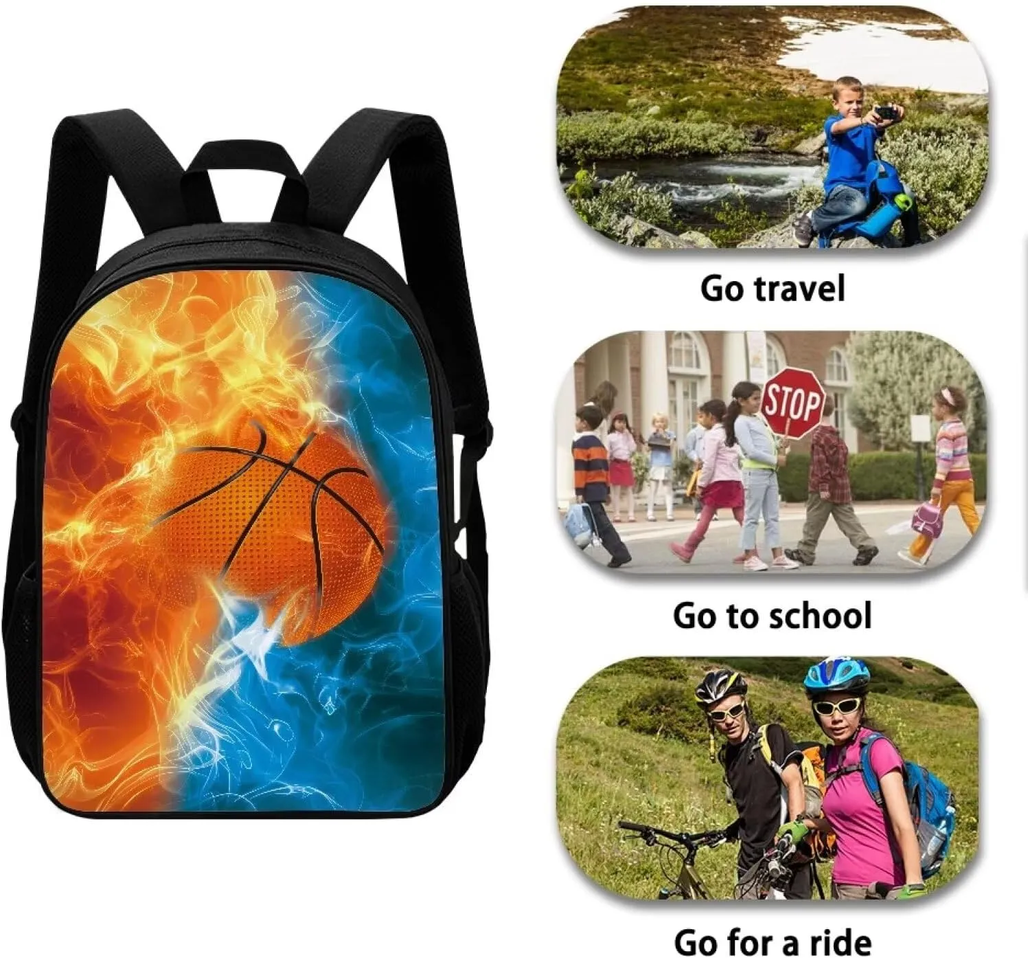 POLERO Boys Basketball Backpack for School 17 Inch Preschool Primary Backpacks Lightweight School Bookbags