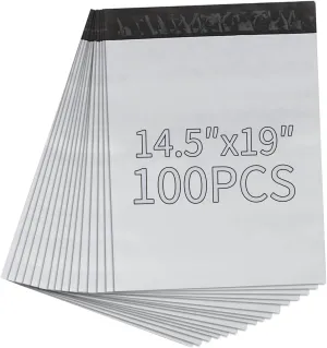 Poly Mailer 14.5x19 Inch 100 Pack,Shipping Bags for Business,Strong Adhesive Self-SealingBags,Waterproof Poly Bag for Clothing,Self-Sealing Envelopes Bags