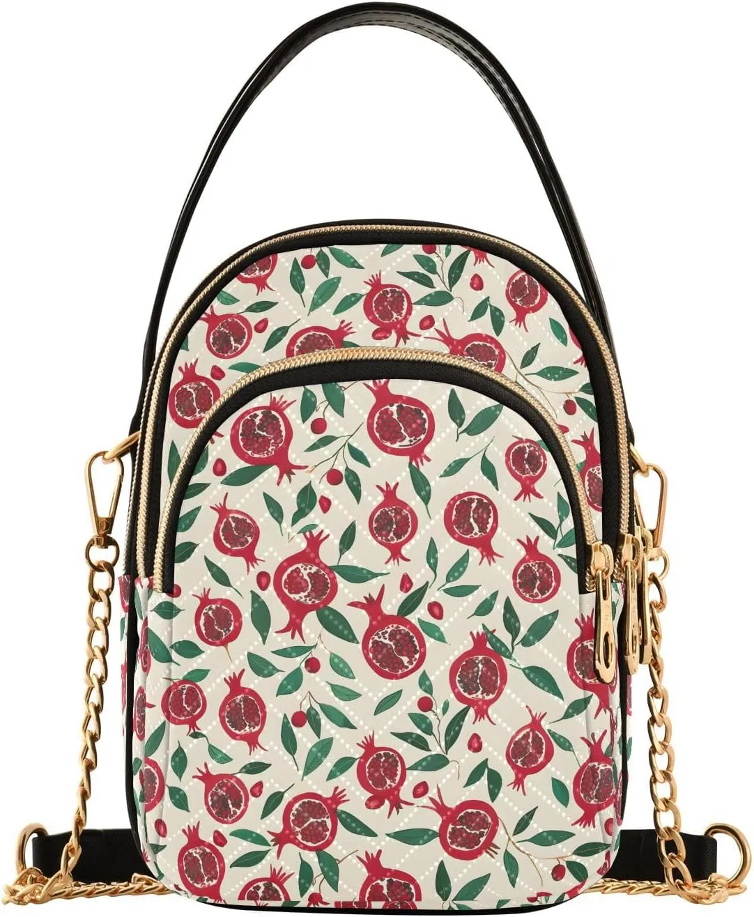 Pomegranate Leaf Fruit Crossbody Bag for Women Mini Cell Phone Purse Women's Shoulder Handbag