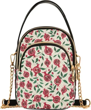 Pomegranate Leaf Fruit Crossbody Bag for Women Mini Cell Phone Purse Women's Shoulder Handbag