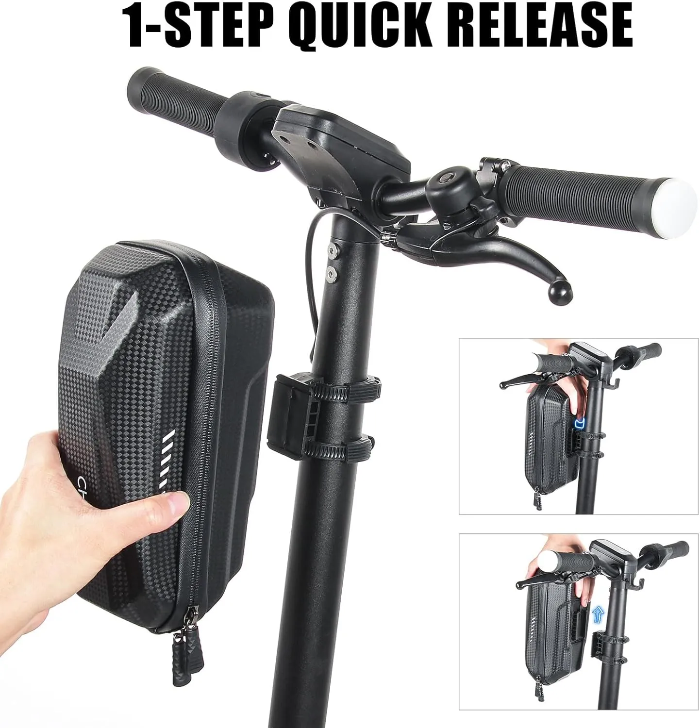 Portable Electric Scooter Bag, Quick Release Scooter Storage Bag with 2L/3L Large Capacity, Waterproof Scooter Front Handlebar Bag for Carrying Phone, Wallet, Charger Tools, Repair Tools