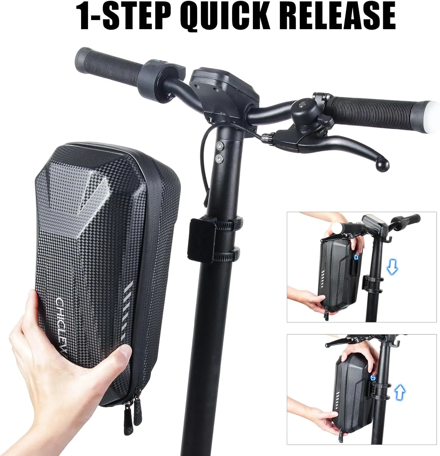 Portable Electric Scooter Bag, Quick Release Scooter Storage Bag with 2L/3L Large Capacity, Waterproof Scooter Front Handlebar Bag for Carrying Phone, Wallet, Charger Tools, Repair Tools