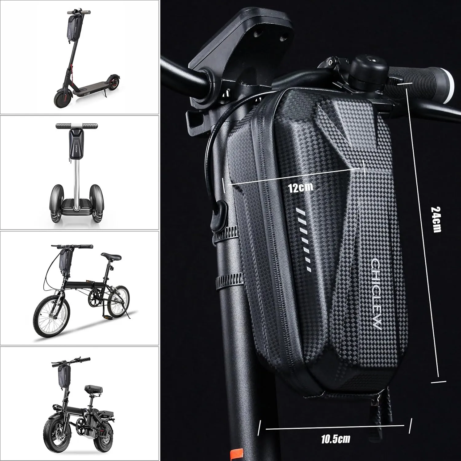 Portable Electric Scooter Bag, Quick Release Scooter Storage Bag with 2L/3L Large Capacity, Waterproof Scooter Front Handlebar Bag for Carrying Phone, Wallet, Charger Tools, Repair Tools