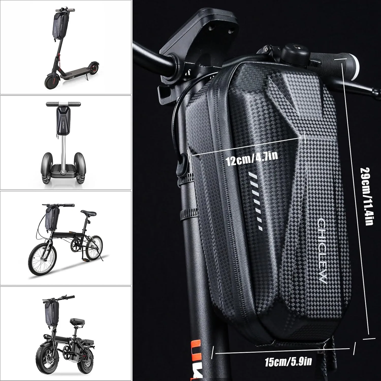 Portable Electric Scooter Bag, Quick Release Scooter Storage Bag with 2L/3L Large Capacity, Waterproof Scooter Front Handlebar Bag for Carrying Phone, Wallet, Charger Tools, Repair Tools