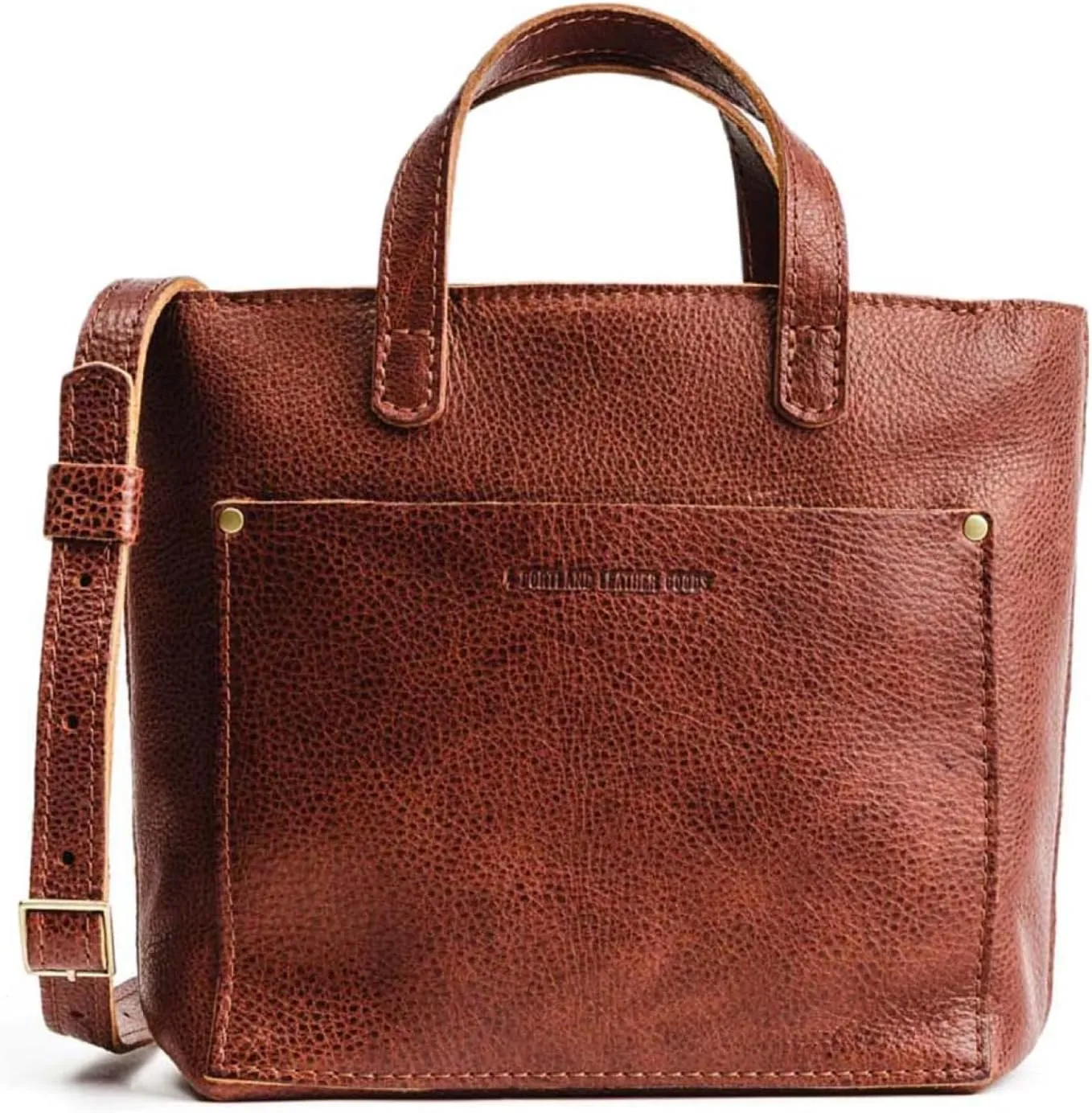 Portland Leather Goods Mini Zipper Crossbody Tote Bag for Women – Handmade, Durable & Unlined – Outside Pocket