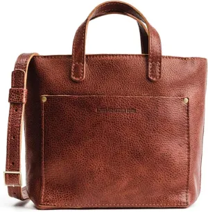 Portland Leather Goods Mini Zipper Crossbody Tote Bag for Women – Handmade, Durable & Unlined – Outside Pocket