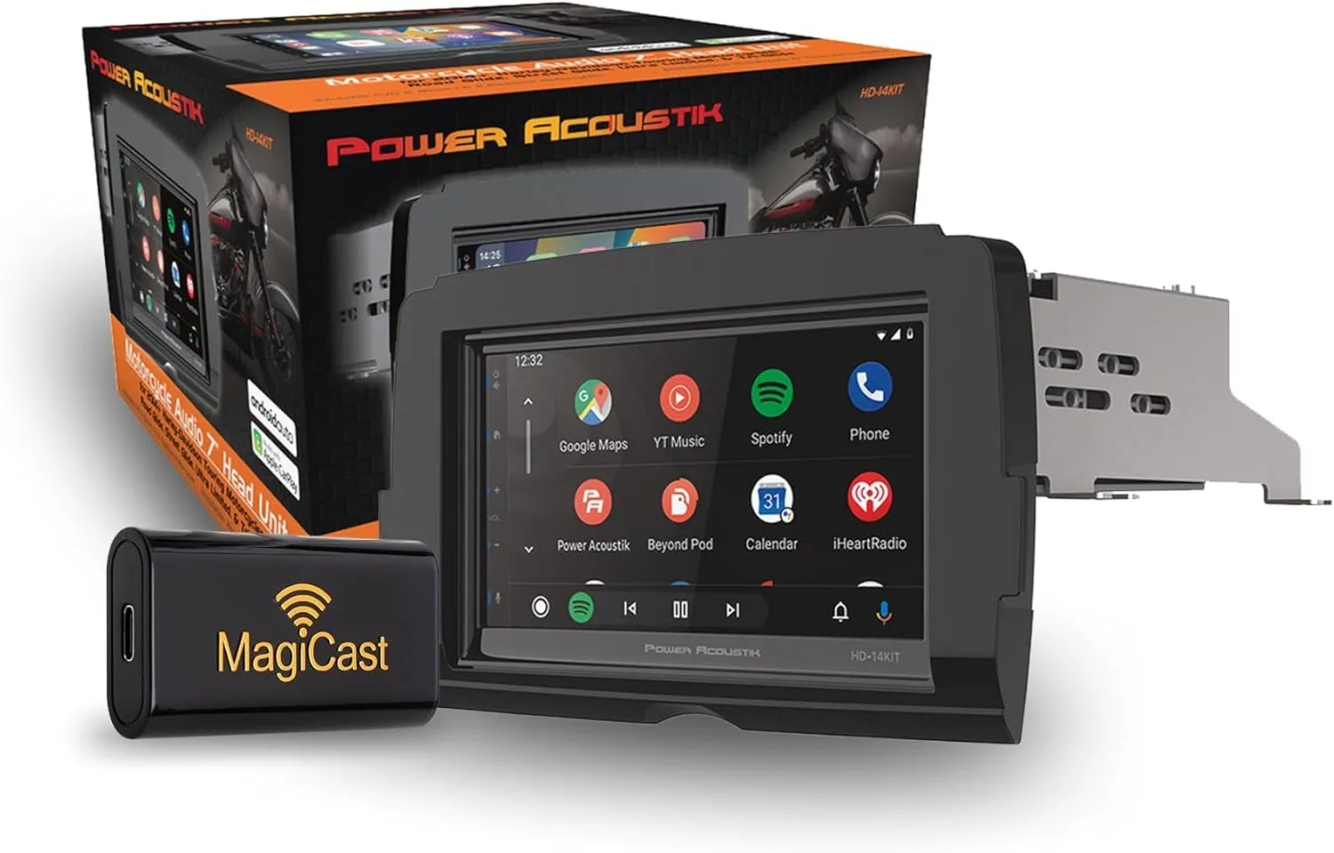 Power Acoustik HD-14KITWC 7” Replacement Head Unit Plus MagiCast Wireless CarPlay for 2014  Harley-Davidson, Waterproof Touchscreen, Apple CarPlay & Android Auto w/GPS & Bluetooth