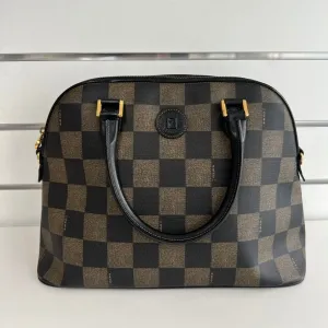 Pre-loved Fendi Alma 4193 Checkered Brown Satchel Bag