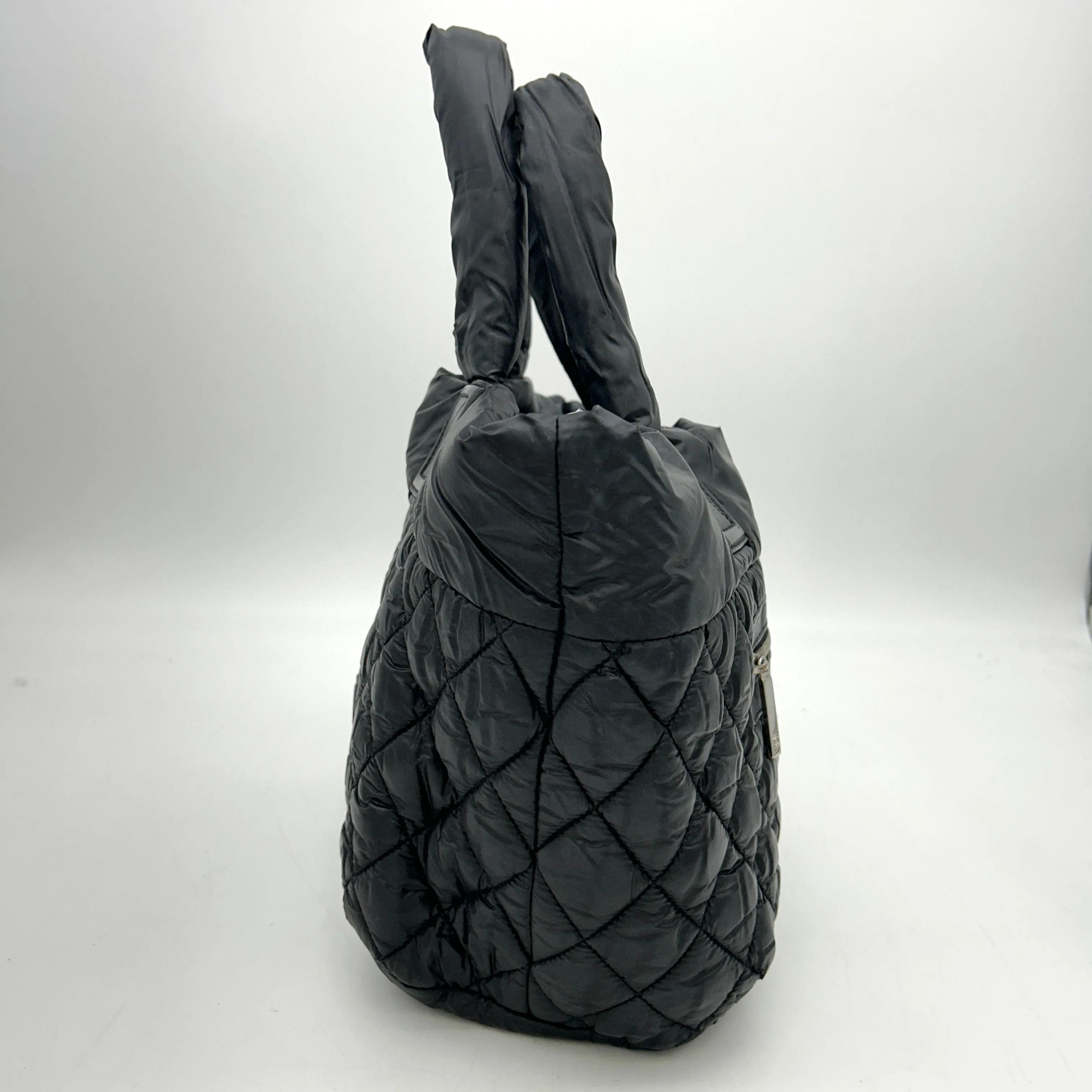 Pre-owned CHANEL Nylon Quilted Small Coco Cocoon Tote Black  LA1465
