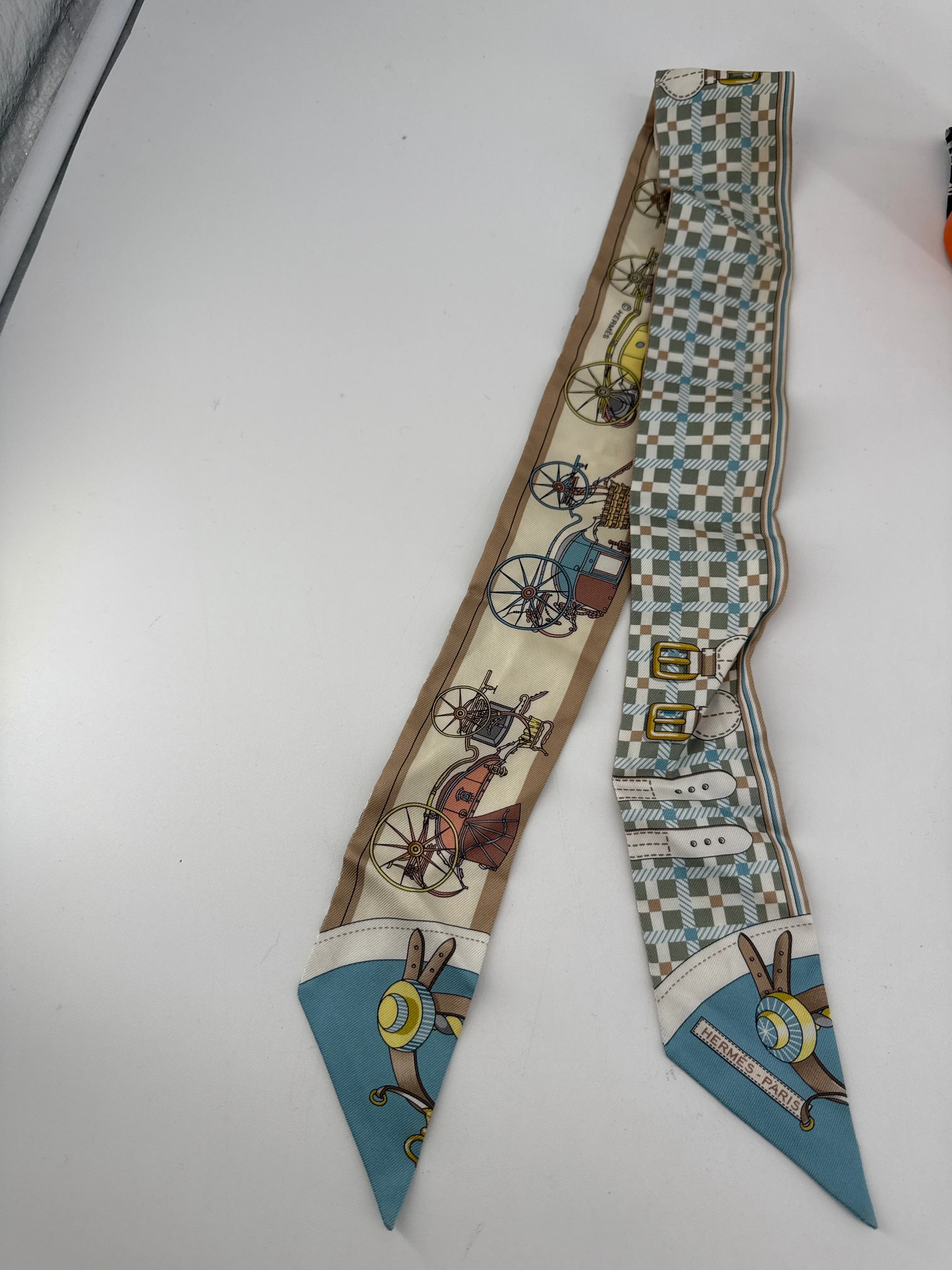 Preloved Authentic Hermès Twilly Scarf Trio – Luxury Silk Bundle with Iconic Prints