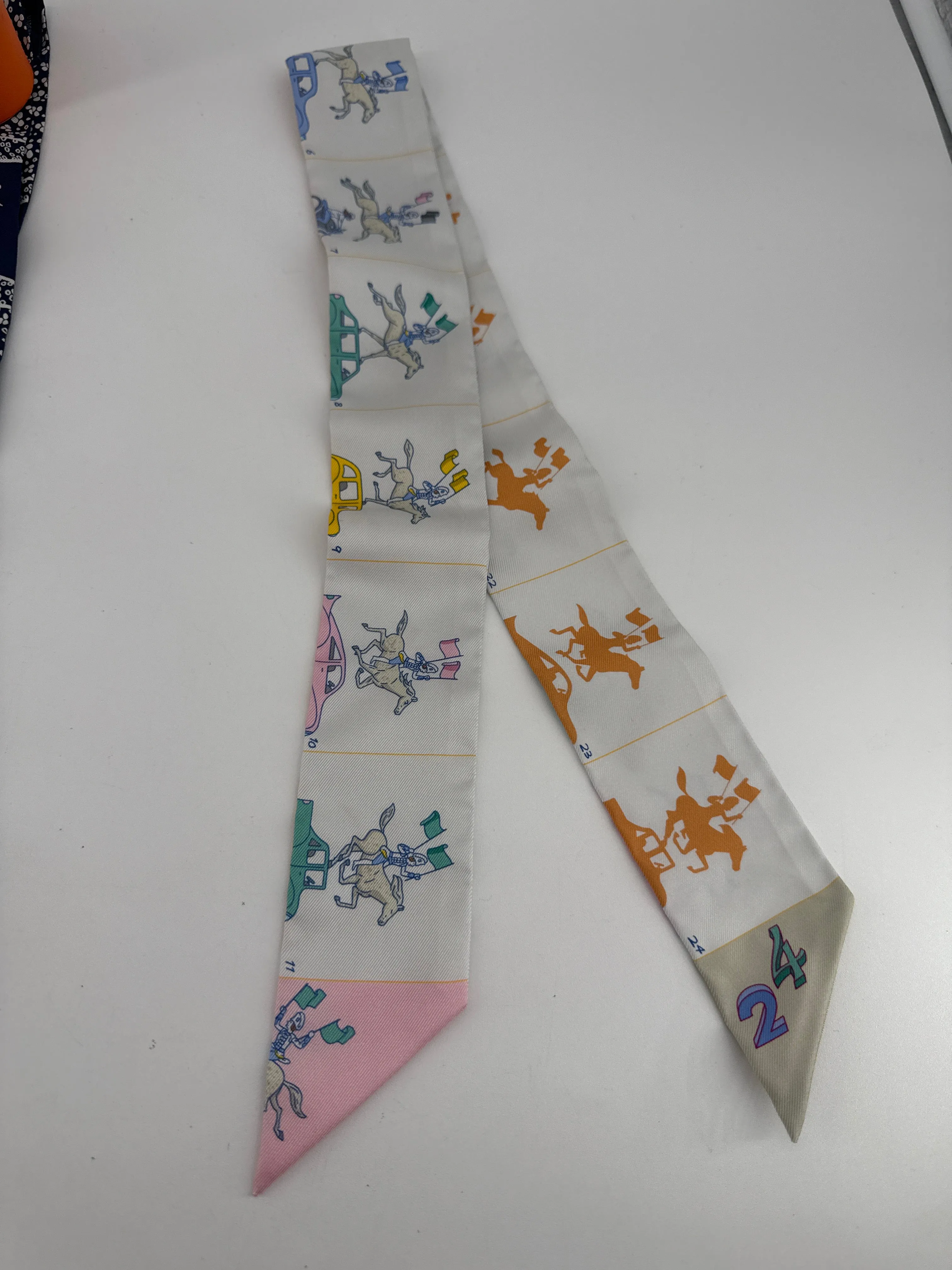Preloved Authentic Hermès Twilly Scarf Trio – Luxury Silk Bundle with Iconic Prints