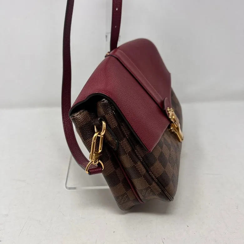 Preloved Louis Vuitton Damier Ebene Leather Crossbody Bag AF521 - Burgundy